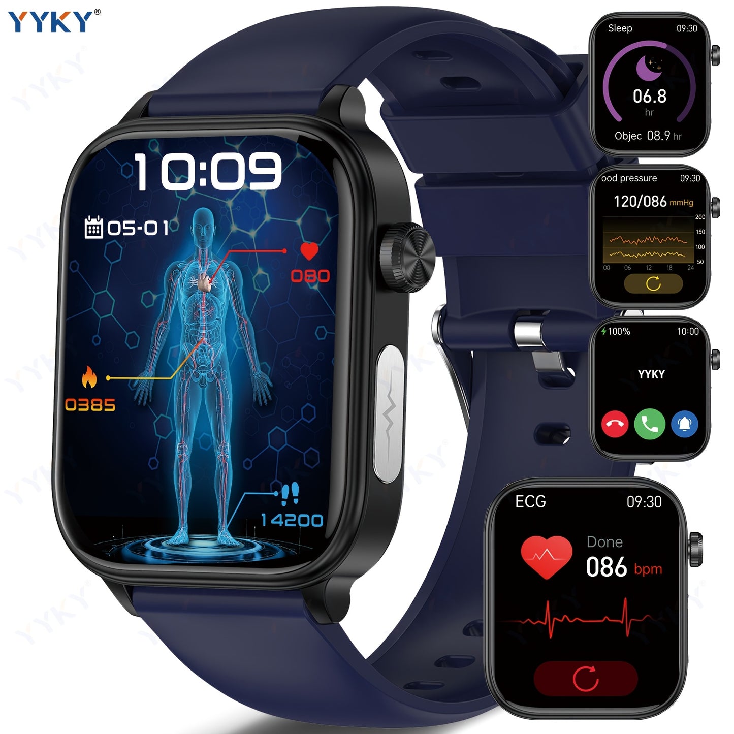 2026 Neue Smartwatch: 4,98cm IPS Display, 340mAh Akku mit langer Laufzeit, BT 5.0 Anrufe, Multi-Sport-Modi, Menstruations- & Temperaturüberwachung, Wettervorhersage, Sprachassistent/SOS-Funktion, Magnetisches Aufladen, Fitness Tracker Uhr für Android & iO