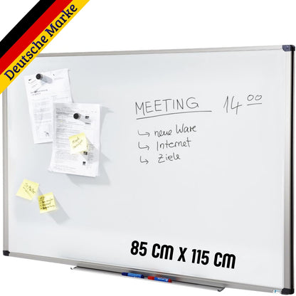KARAT Magnetisches Whiteboard mit Alurahmen – Abnehmbare Stiftablage – Kratzfest & Trocken abwischbar – Magnettafel für Büro, Heim und Schule – Hoch oder Querformat