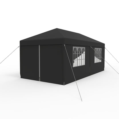 3X3/3X6M Robuste, tragbare Gartenlagerung Pavillon mit 4/6 Seitenwänden, Fenstern & Belüftung, Terrassen-Sonnenschutz Carport für Garten Rasen Fahrzeug Schutz, Anthrazit/Weiß
