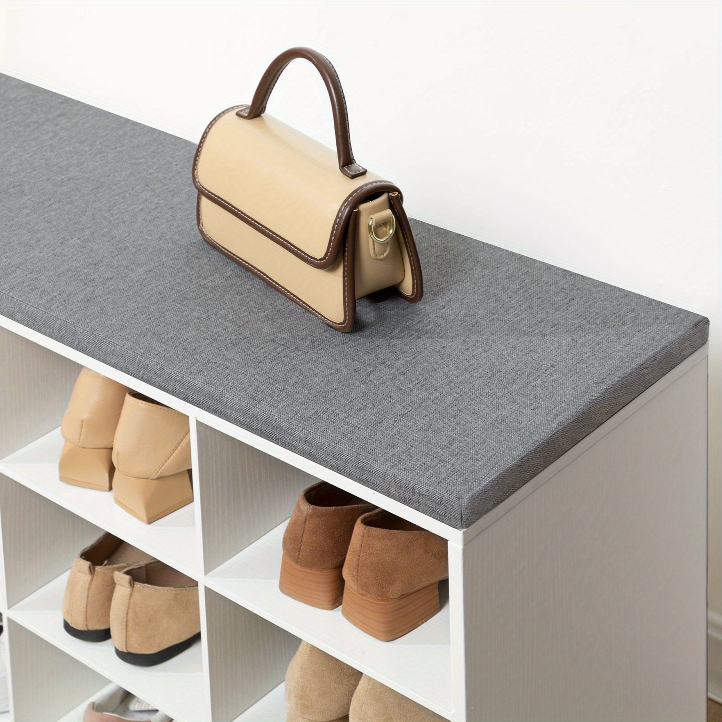 Schuhschrank Set, Schuhbank mit 12 Fächern, Schuhregal mit gepolsterter Bank, Wand-Schrank mit 9 Haken, Schuhschrank für Flur, Eingangsbereich, Schlafzimmer