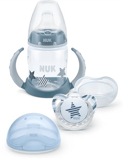 NUK Trinklernflasche Geschenk Set mit Babyschnuller & Schutzdose