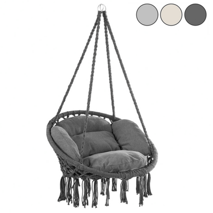 DETEX® Hängesessel bis 150kg Belastbar Boho Stil Wetterfest GS-zertifiziert Garten 360° Drehbar Hängestuhl Indoor & Outdoor inkl. bequemer Kissen