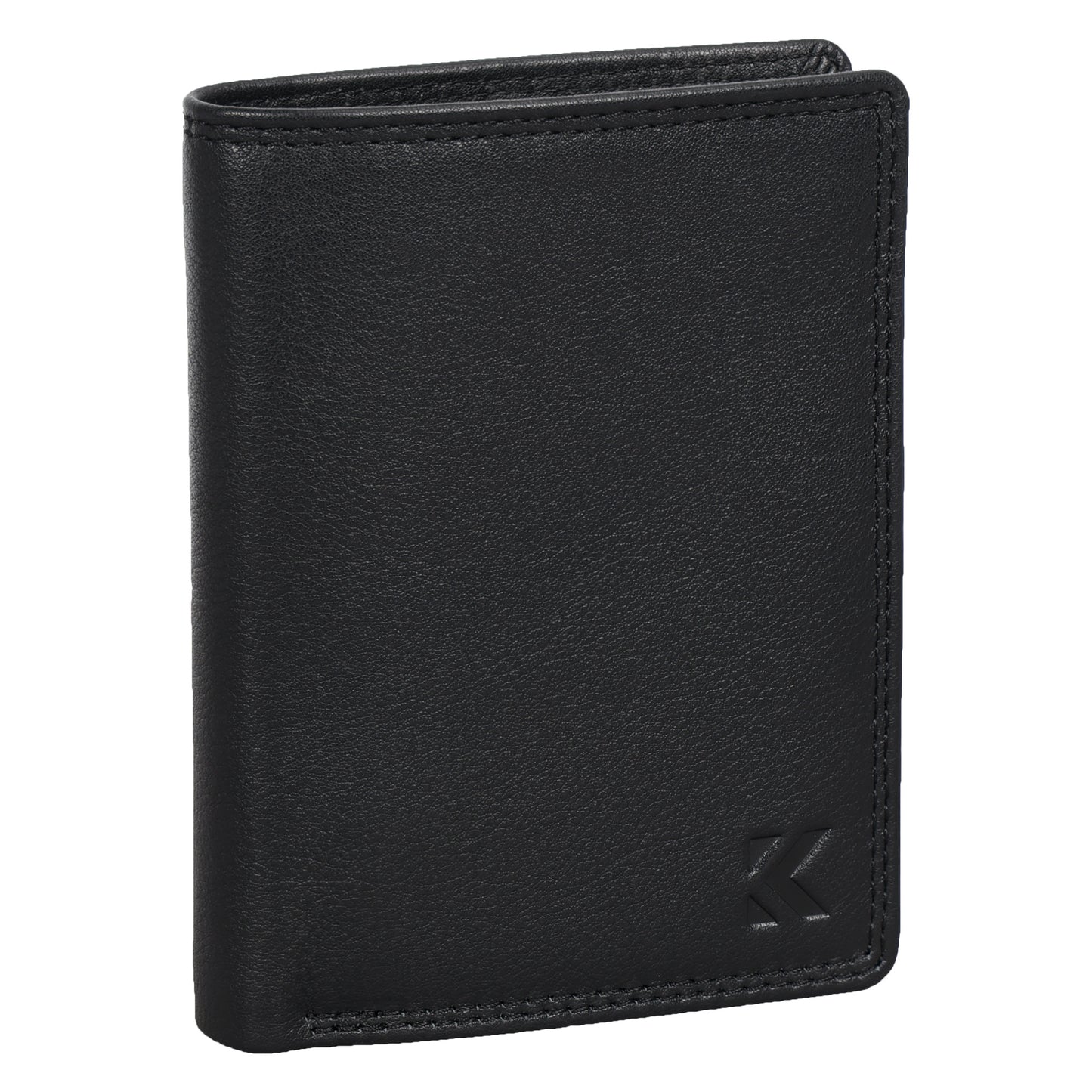 Leder Geldbörse Herren Portemonnaie RFID 10 Kartenfächer Hochformat EAAKIE Geldbeutel Echtleder Schwarz Maße : 12 x 9,5 x 2 cm