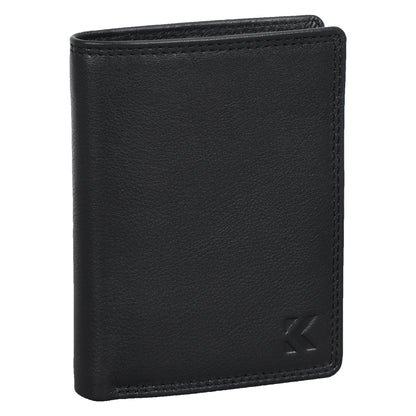 Leder Geldbörse Herren Portemonnaie RFID 10 Kartenfächer Hochformat EAAKIE Geldbeutel Echtleder Schwarz Maße : 12 x 9,5 x 2 cm