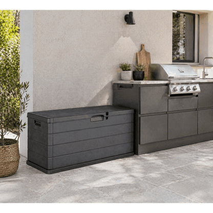 Buystar Gartenlaube 340 Liter aus Kunstharz, Outdoor-Lagerbank, einfach zu montieren, 118X59X57 Cm