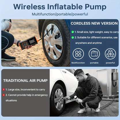 Reifenfüller, tragbarer Luftkompressor - 3 Mal schneller 150 PSI Smart Auto Reifenpumpe - Auto Reifenfüller mit Manometer und LED-Licht - Geeignet für Autos, Motorräder, Fahrräder, Bälle, usw.