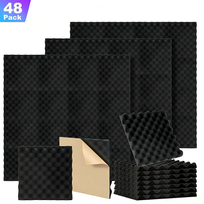 3D Akustikpaneele 30x30x2,5cm Selbstklebende Schallschutz-Schaumstoff-Wandfliesen – Studio-Schallabsorber Akustikpaneele Schallschutz-Schaumstoff für Zuhause  Büro, Lärmreduzierung 24/48/72 Stück