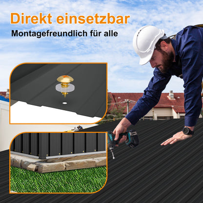 Bauplatte, profilierte Eisenplatte, Wellblechplatte, Dachplatte, Basis-Eisenplatte, geeignet für Fabriken, Bauernhöfe, Heiminstallation und Renovierung, 0,25 mm dick, 22 Stück Eisenplatten, 22 x 108 cm x 42,6 cm = 10,12 m². Mit vorgebohrten Löchern, einfa