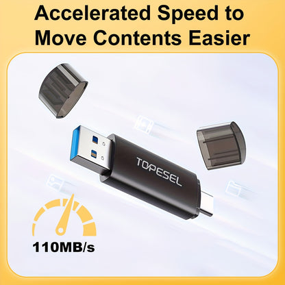 TOPESEL 2 Stück 128GB/64GB/32GB USB-C & USb-A Flash-Laufwerk - OTG-Speicherstick mit Dual-Schnittstelle (USB 3.0) 2-in-1 für Smartphone, Tablet PC  Laptop – Kompakt tragbarer Speichermedien-Dienstleister: Gerätespeiche