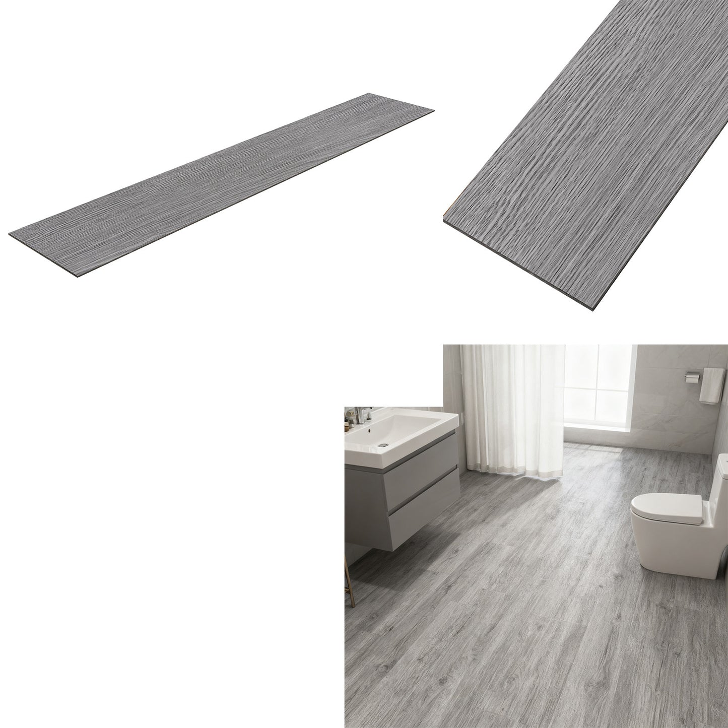 Selbstklebende PVC-Vinylböden mit Holzoptik - 18/36 Stück, Peel-and-Stick Fliesen für Küche, Wohnzimmer, Balkon - 2,51m²/5,02m²