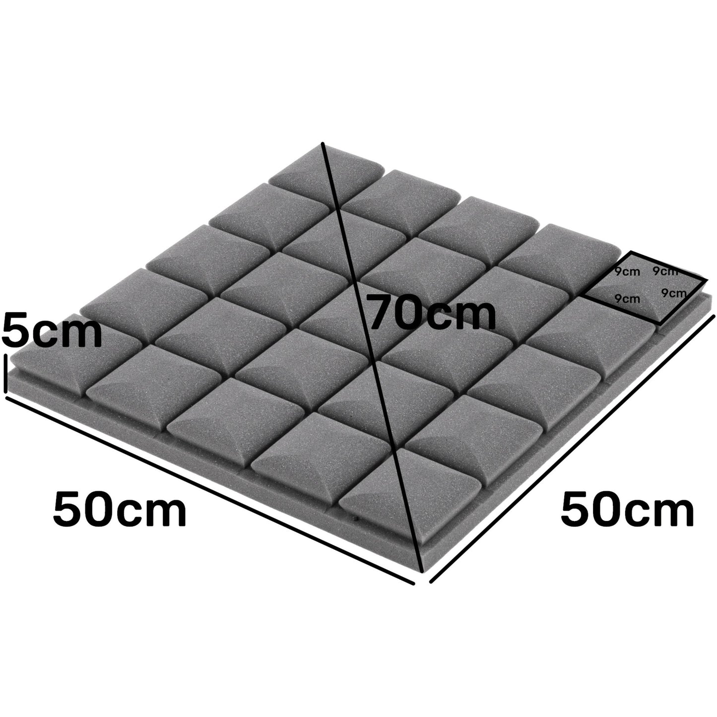 1 Stück 50x50 cm 3D-Akustikschwammpanel mit erhabenen Würfeln zur Raumakustik, Schalldämmung, Echoreduzierung, Innenraumakustikverbesserung, Dekorationspanel - Mehrere Farben, Keine Selbstklebeschicht