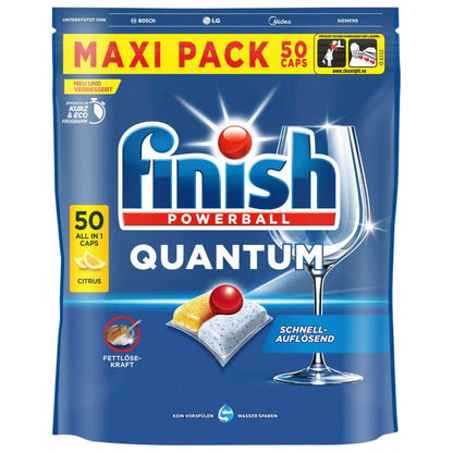 Finish Quantum Citrus Spülmaschinentabs 50 Caps - Geschirrspül Kapseln für kraftvolle Reinigung, Fettlösekraft und Glanz