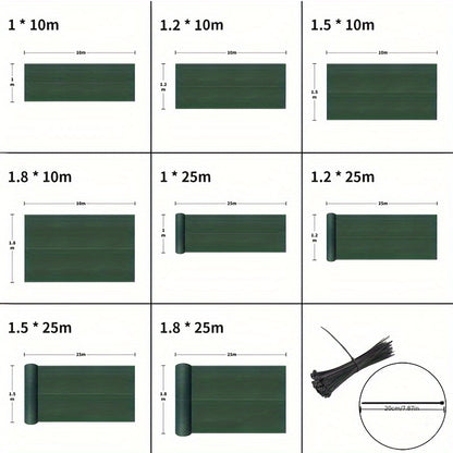 100cm Sichtschutzzaun für Balkon, Sportplatz  Garten, 150g/m² Sonnenschutznetz mit UV-Schutz & windfestem Design, inklusive Befestigungsbänder in Dunkelgrau-Grün