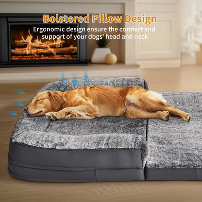 Plüsch-Hundebett in Menschengröße 180 cm, orthopädisches Design für alle Hundegrößen, faltbares Design für den Winter, hält warm – Ideal zum Schlafen  Kuscheln, Kuschelbett | Modernes Haustierbett | Luxuriöser Hundekomfort