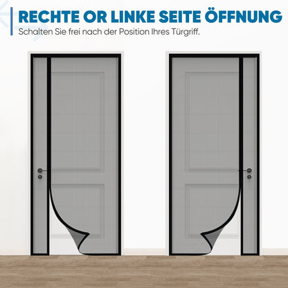 Fliegengitter-Türvorhang gegen Kratzer von Katzen, Glasfaser-Magnetvorhang Insektenschutz für seitliches Öffnen, Magnetisches Fliegengitter für Balkontür, einfache Installation, bohrfrei, 85x200cm Schwarz