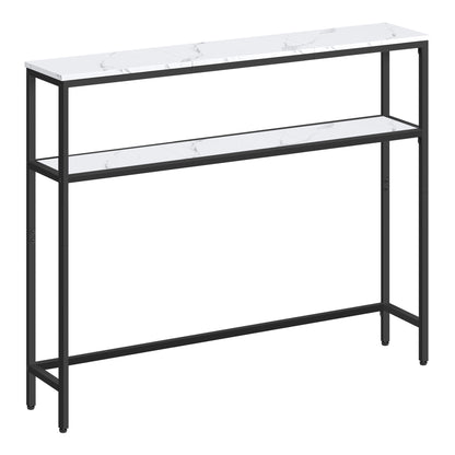 Konsolentisch für Flur, 2-Etagen schmaler Sofatisch, 20 x 100 x 80 cm, Tisch mit 2 Regalen für Wohnzimmer und Schlafzimmer