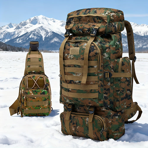 Taktischer Rucksack 2er-Set – Langlebiger Oxford-Stoff Wanderrucksack für Klettern, Camping, Reisen & Outdoor-Abenteuer – Schwerlast-Reise-Rucksack mit Mehreren Fächern, Großem Fassungsvermögen & Mehrfachtaschen-Design – Ideal für Outdoor-Aktivitäten & Re