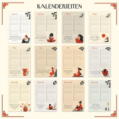 Geburtstagskalender mit Zitaten undatiert Geburtstagsplaner Wandkalender A5 immerwährend Jahresunabhängig Kalender Geburtstagsübersicht zum Aufhängen in zartem Aquarell Buch Sprüche Affirmationen