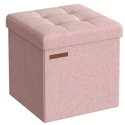 SONGMICS Hocker mit Stauraum, kleine Klapphockerbank, 30 x 30 cm Fußhocker, Aufbewahrungsbox, belastbar bis 130 kg, für Wohnzimmer Schlafzimmer Studentenwohnheim
