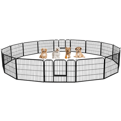Costoffs 80 x 60 cm Hunde Laufstall Welpenlaufstall Freilaufgehege Tierlaufstall mit Tür & Bodenheringe für Indoor & Outdoor