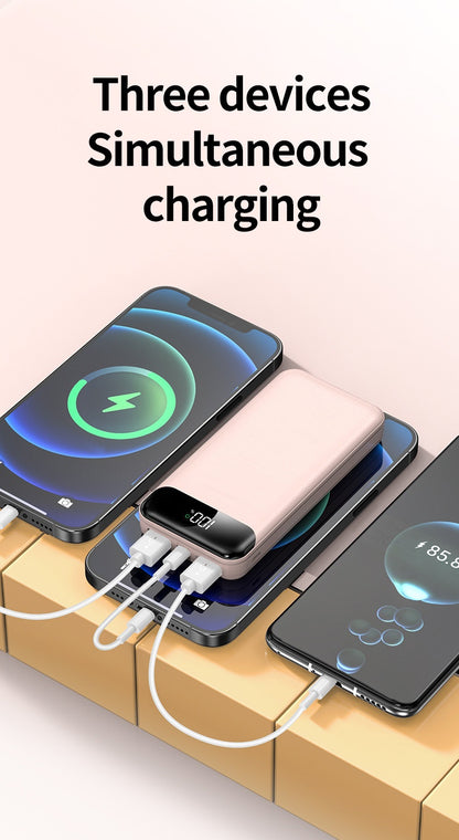 Tragbares Powerbank mit hoher Kapazität 50000mAh, 22,5W Super-Schnellladung, Typ-C/Micro Dual-Schnittstelle, zwei USB-Anschlüsse können zwei Geräte gleichzeitig aufladen, mit LED-Display, leicht  schlank, tragbarer Notstrom-Akku für den Außenbereich, Gesc
