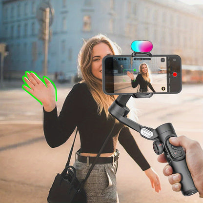 AOCHUAN 7-förmiges 3-Achsen-Stabilisator-Gimbal für Smartphone AOCHUAN APP -Shake Präzisionsfokus/Zoom Gesichts-/Objektverfolgung faltbare 73 cm ausziehbare Stange RGB-Licht mehrere Aufnahmemodi geeignet für Reisen Live-Streaming Vlog Smart XE COMBO1