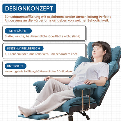 Gaming Stuhl, Gamer Stuhl, Ergonomischer Bürostuhl mit Fußstütze, Stoffoberfläche, Federsitzkissen, Gaming Chair Gepolstert, Gaming Sessel 150kg Belastbarkeit