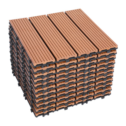 6/11-teiliges WPC Terrassenfliesen Grau/Braun/Teak/Dunkelbraun Holz-Kunststoff Terrassenfliesen Bodenbelag für Balkon und Terrassenboden Dekoration 30X30Cm/60X30 Cm Langlebig für Garten und Balkon Balkonfliesen Holzoptik Terrasse für Garten, Balkon, Terra