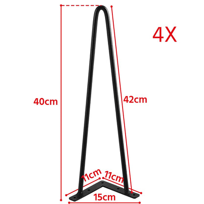 Costoffs 4er Set Tischbeine mit 2 Stangen Tischkufen Möbelfüße mit Schrauben Haarnadelbeine Tischgestell Länge 40 cm für Kaffeetisch/Hocker/Sitzbank/Stuhl