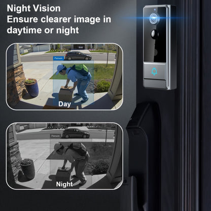 Smart-Video-Türklingel mit PIR-Menschenerkennung, WLAN, Zwei-Wege-Audio, Sprachwechsel, Foto & Aufnahme, Nachtsicht, 60 Melodien, 5 Lautstärken & LED-Blitz