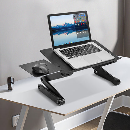 Klappbarer Aluminium-Ständer mit verstellbarer Höhe für tragbare Wärmeableitung, Laptop-  Desktop-Ständer, Laptoptisch, Bett, Sofa, Schwarz