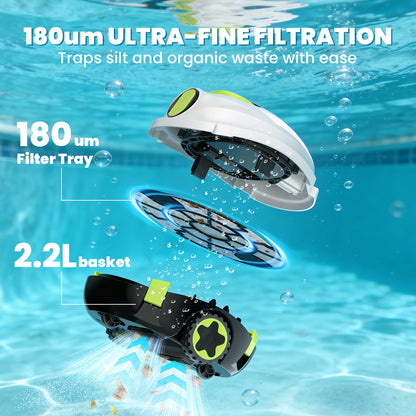 INSE Y10 Kabelloser Poolreiniger – Unverzichtbar für den Frühjahrsputz, 40W Motor, Doppelsaugung, 46000Pa Saugkraft, 2,2L Filterkorb, passend für Pools über 2,5 m, IPX8, selbstparkend, sicher für alle Altersgruppen