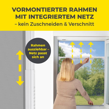 EASYmaxx Moskitonetz Magic Fit mit Rahmen für Fenster, montagefrei, Größe anpassbar
