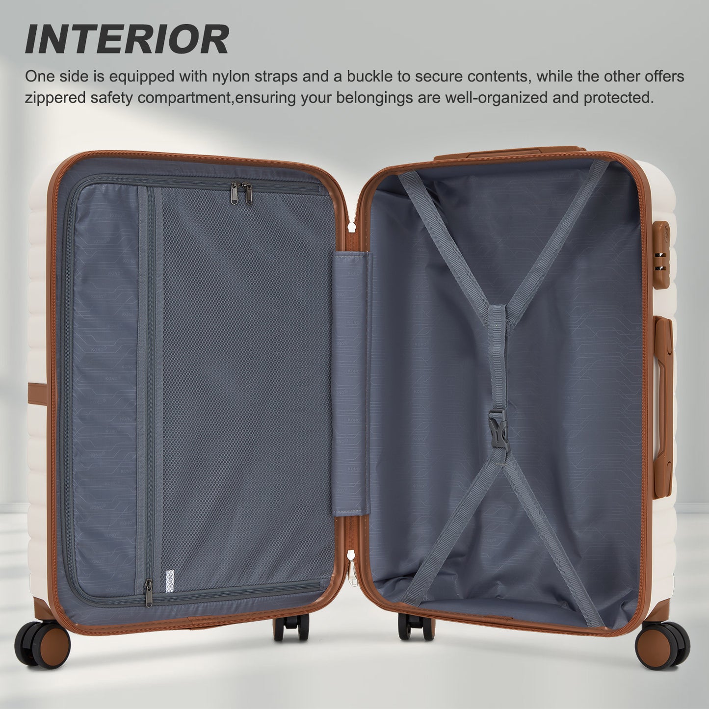 20 Zoll 24 Zoll 28 Zoll Kono Koffer Gepäck ABS+PC Camping Streifendesign mit Colour-Block Details Hartschale mit Spinner Rädern Black Friday Thanksgiving Weihnachtsgeschenk