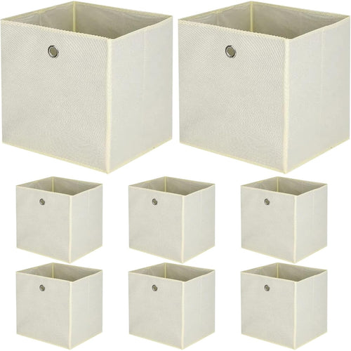 8er-Pack Aufbewahrungsboxen, Faltbox 32 x 32 x 32 cm, zusammenklappbarer Organizer, Stoffboxen, Würfel, Stoff-Faltbox mit Fingerloch für Regale oder Raumteiler