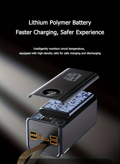 Tragbares Powerbank mit 100000mAh großer Kapazität, Handy-Ladegerät, 120W Schnellladung mit Licht, 7-Port großer Ladeschlitz, USB/TYPE-C-Anschluss-Akku-Pack, Notstrom-Backup-Akku-Pack für Outdoor-Camping