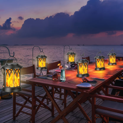 2er-Pack Solar-Laterne, Solar-Außenspiegel mit flackernder Flamme, Halloween-Dekoration, solarbetriebene Hängeleuchte für Garten, Hof, Terrasse, Rasen, Halloween-Deko-Lichter für draußen