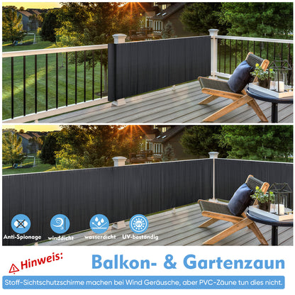 [2D Flach] Sekey Verstärkter PE-Sichtschutz, Stabiler Sichtschutzzaun für Balkone, Gärten  Terrassen; Wetterfester Kunststoff-Gartenzaun mit Kabelbindern, Blickdicht  UV-beständig