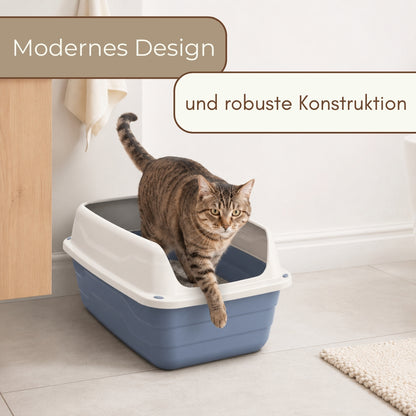 Katzenklo XXL mit hohem Rand Katzenklo für große Katzen Klo offen Katzentoilette XXL Katzen WC ohne Deckel Katzentoilette Groß abnehmbarer Rand Katzen Klo hoher Rand
