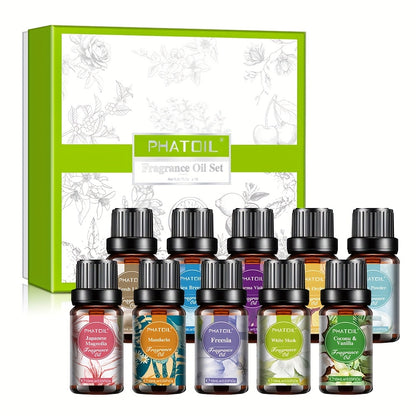 PHATOIL Duftöle Geschenkset (10 X 10ml) - für Diffusor, Luftbefeuchter, Kerzenherstellung