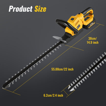 Conentool 21V Akku-Heckenschere | 90° verstellbarer DIY-Griff | 55,88 cm Klinge, Akkuanzeige & 4000 mAh lange Laufzeit | Ideal für Gärten, Obstgärten & Parks | Unverzichtbar für den Sommerschnitt