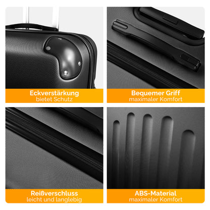 Bonnlo Kofferset 3 Teilig, Hartschale Koffer Set, Reisekoffer mit 4 Rollen, ABS-Trolley M-L-XL, mit Teleskopgriff, Viel Stauraum