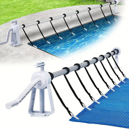 Pool Reel 1.05M - 6.15M Rollsystem für Pool-Planen, Rollgerät für feste Montage, inklusive 8 Rollen für Poolplane und Abdeckungen - Typ B