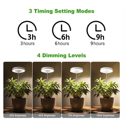 3er-Set LED Pflanzenleuchten | Vollspektrum Wachstumslampe mit automatischem Timer für 3H/6H/9H, 4 dimmbare Stufen, höhenverstellbar 20.32cm-66.04cm, ideal für Sämlinge, Sukkulenten, Kräuter, Hobby-Bewässerungsbereiche, Indoor-Garten - SMEILEAS