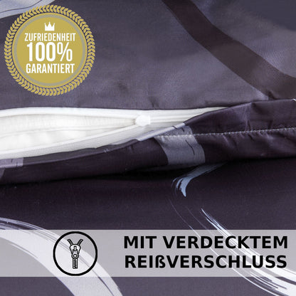Bettwäsche 135x200 4teilig - Bettwäsche Set Allergiker geeignet - Bettbezug 135 x 200 & Kissenbezug 80x80 | modern & hochwertig