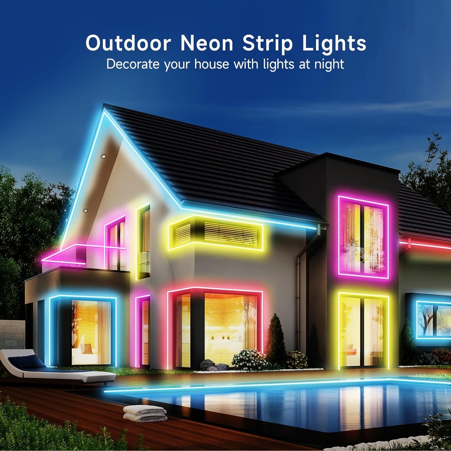 30m/20m/15m/10m/5m Intelligente Flexible LED Neon Lichterkette mit App/Fernbedienung, Hochwertig, Dimmbar, Outdoor RGB Lichterkette, Musik-Sync oder DIY, Timer-Funktion für Räume, Geschenke