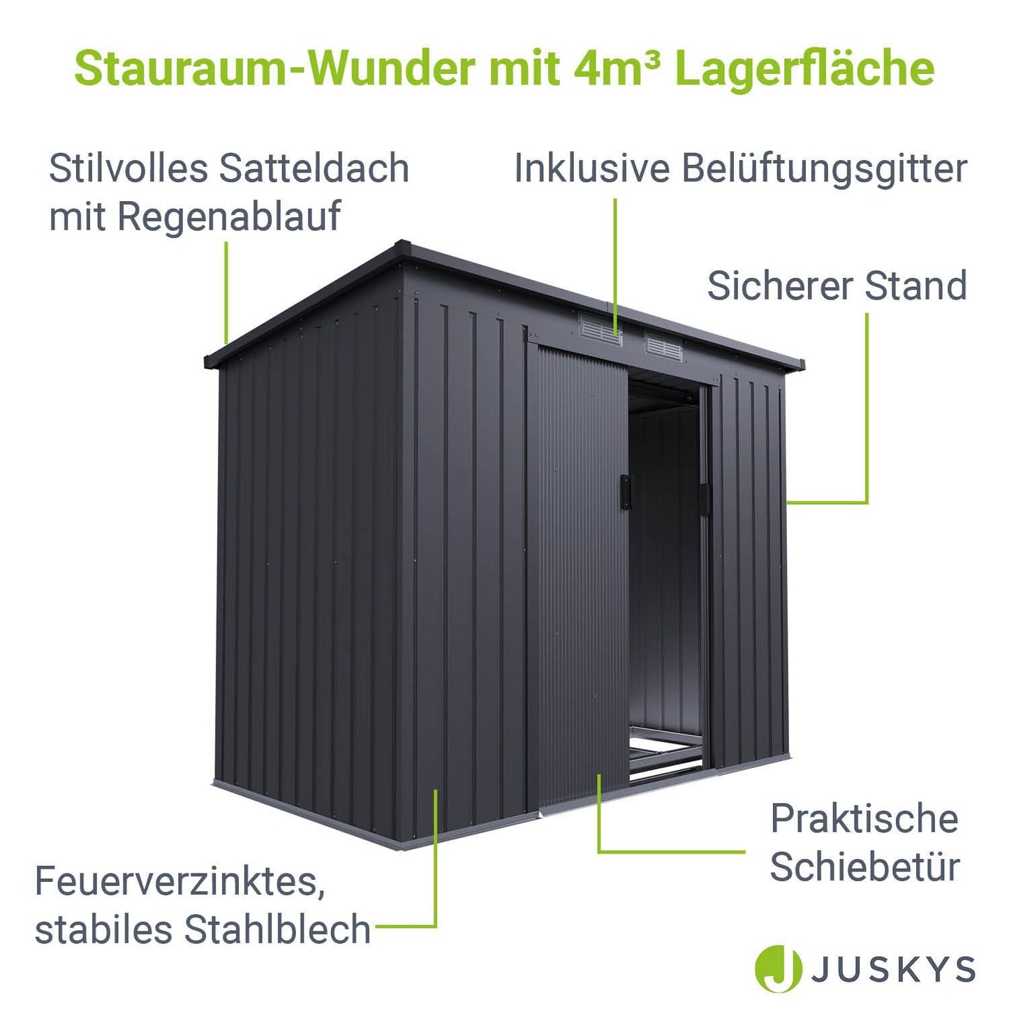Gerätehaus Geräteschuppen Schuppen Metall Pultdach Satteldach Gartenhaus