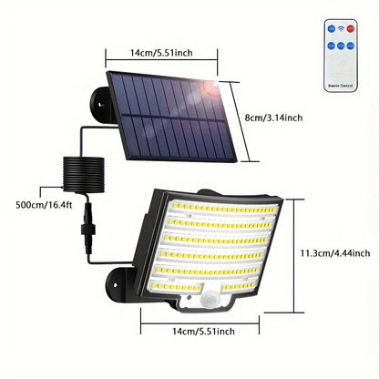 1/2/4 Stück 252LED Solarleuchten für den Außenbereich, verbesserte Split Human Body Sensor Leuchte für den Außenbereich mit Solar-Fernbedienung, Solar-Sicherheitsleuchten für den Garten, Garage, Terrasse, Veranda und Gartenbeleuchtung, Solar Sensor Leucht