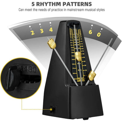 1 Stück Mechanischer Metronom, Einstellbarer Rhythmus, Einfach  Leicht zu Bedienen, Das Perfekte Geschenk für Freunde, um das Üben verschiedener Musikinstrumente zu unterstützen
