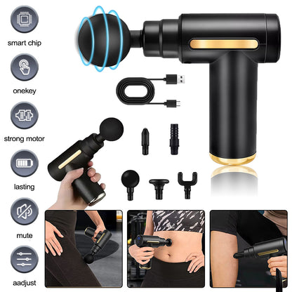 Tragbares Hand-LCD-Massagegerät mit 5 austauschbaren Aufsätzen für die perfekte Ganzkörpermassage. Tragbares professionelles Massagegerät zur Körperentspannung  für den Heimgebrauch